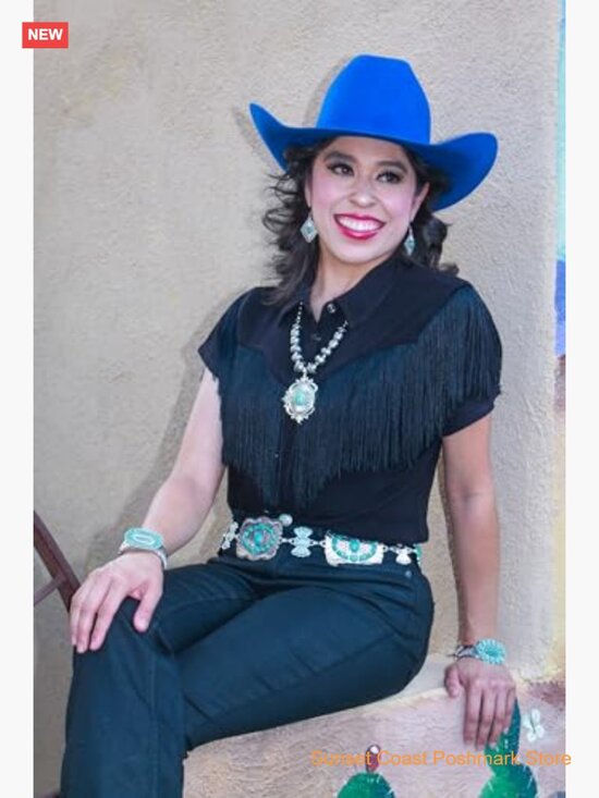 Large Western Concho Metal Chain Belt for Women Cowgirl